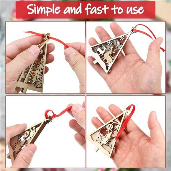 200 Pcs Red Ribbon Hangers Christmas Ornament String Tree Loop Craft Decoration - Picture 4 of 8